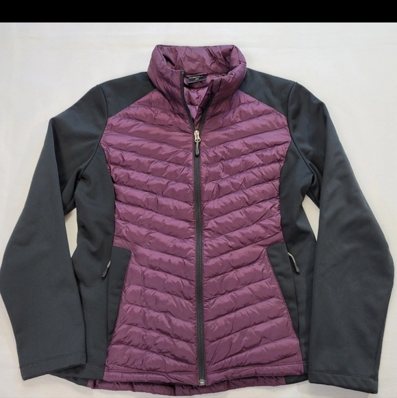 32 Degrees Jackets & Blazers - 32 Degrees Heat Womens Large Full Zip Mixed Media Jacket Purple Black Puffer